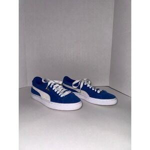 Puma Boys Suede Blue & White Sneakers - Size 5.5C Like New